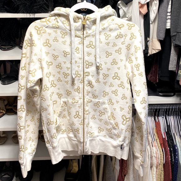 Aritzia full-zip hoodie, Medium, white & gold colour. - Picture 1 of 6